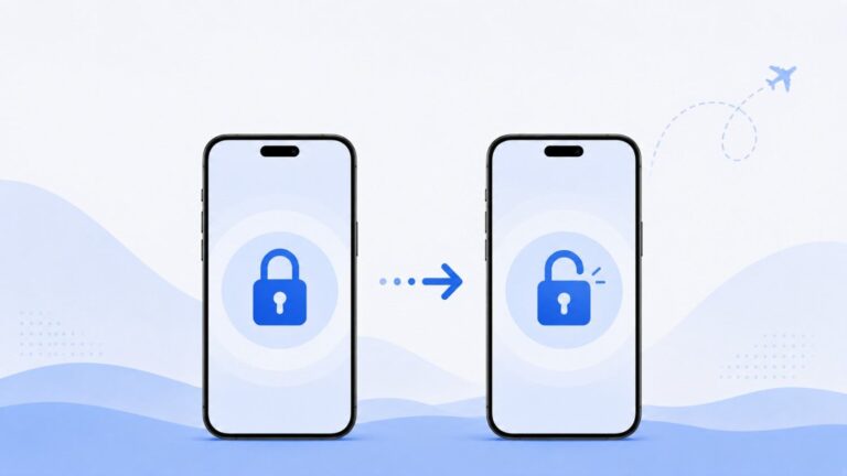 Smartphone screen showing a padlock icon representing carrier unlock status